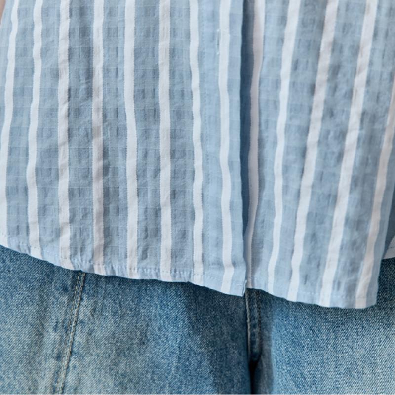 MAXZA Soft Cotton Blend Loose Fit Stripe Shirt Blouse Ze07qb004nh