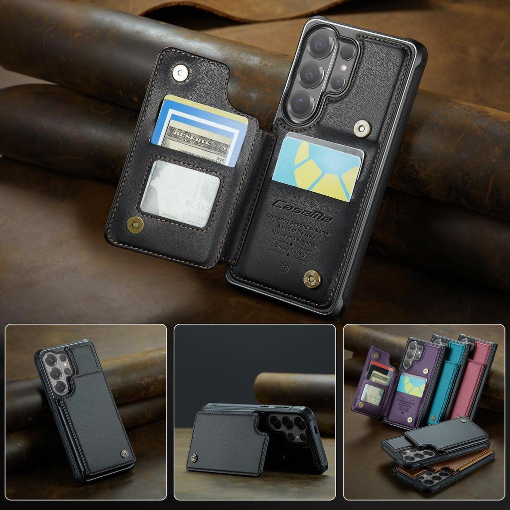 CaseMe Premium PU Leather Case For Samsung Galaxy S26+ S25 S24 S23 S22 S21 S20 Plus Ultra FE Card Wallet Holder Phone Back Cover Protector Skins