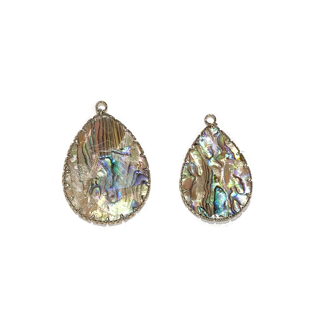 1Pc Natural Abalone Shell Teardrop Pendant, Iridescent Shell Charm for DIY Necklace Jewelry Making Supplies