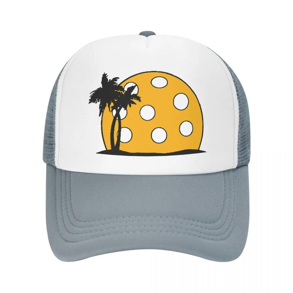 Pickleball Beach Sunset Foam Mesh Trucker Hat Casual Summer Breathable Meshback Sun Caps Adjustbale