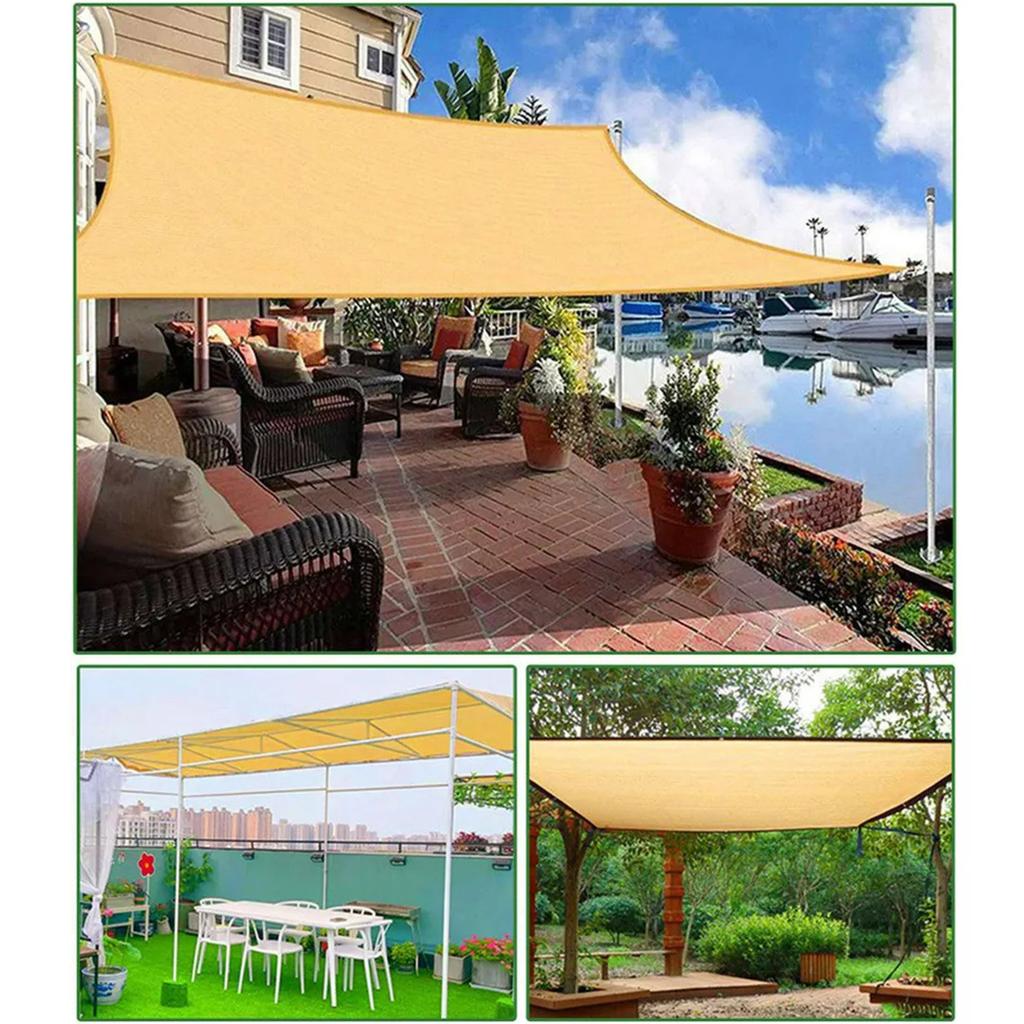 Beige Sun Shade Sail 3x4M Edge Hemmed Perforated Outdoor UV Resistant Balcony Terrace Privacy Screen