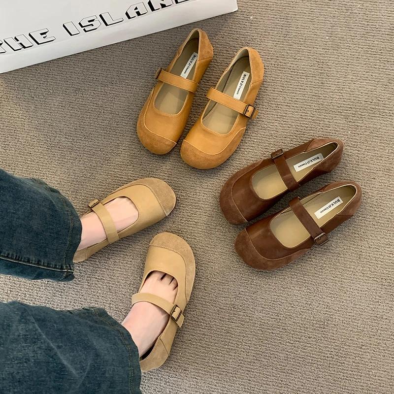 2024 Fashion Shoes for Women Buckle Women Flats Spring Autumn Round Toe Solid Solft Sole Casual Comfortable Flats Shallow Shoes