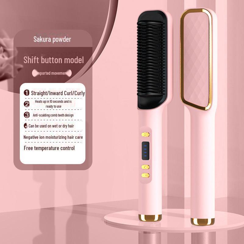 Negative Ion Dual-Purpose Hair Comb: Straightens & Curls Without Damage