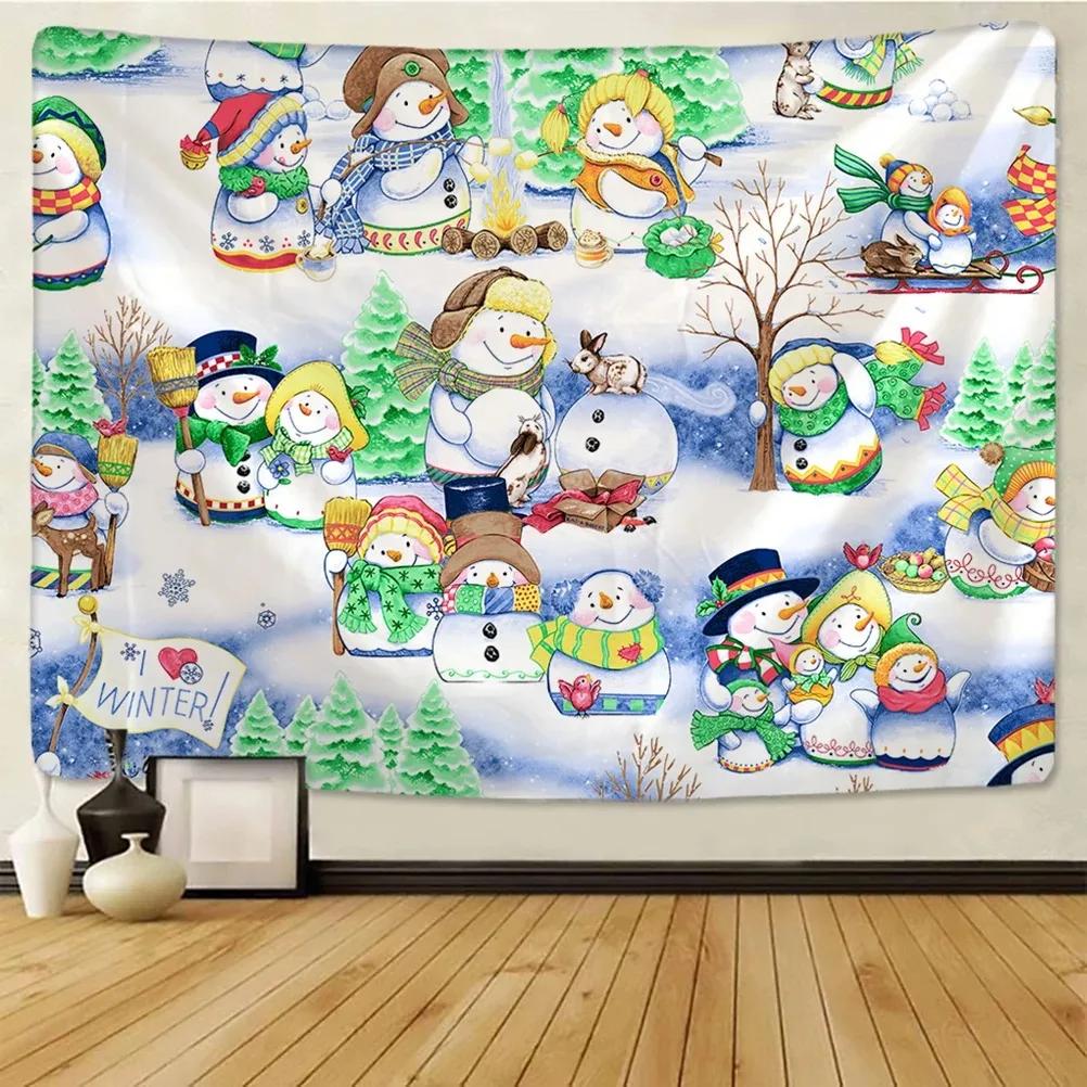Рождественский оконный пейзаж Гобелен Спальня Гостиная Домашнее украшение на стену — фото 12