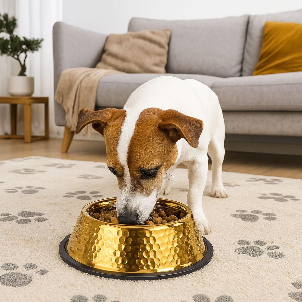 Large Capacity Pet Feeding Bowl Stainless Steel Gold Plated Dog Drinking Basin Metal Anti Slip Dog Food Basin For Dogs Cats