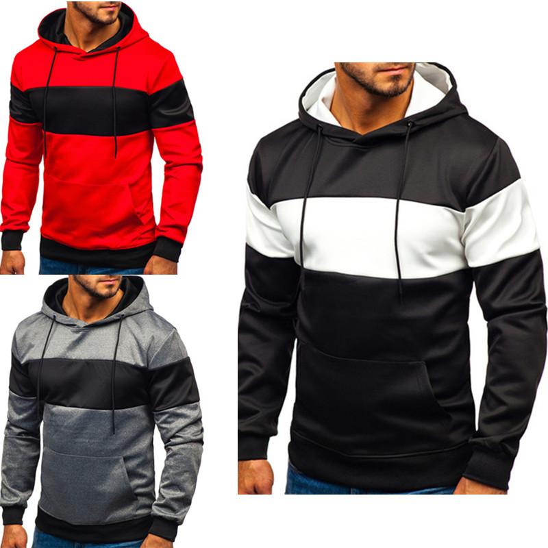 Buy Long Sleeve Color Matching Hooded Jacket Casual Sports Hoodie Coat