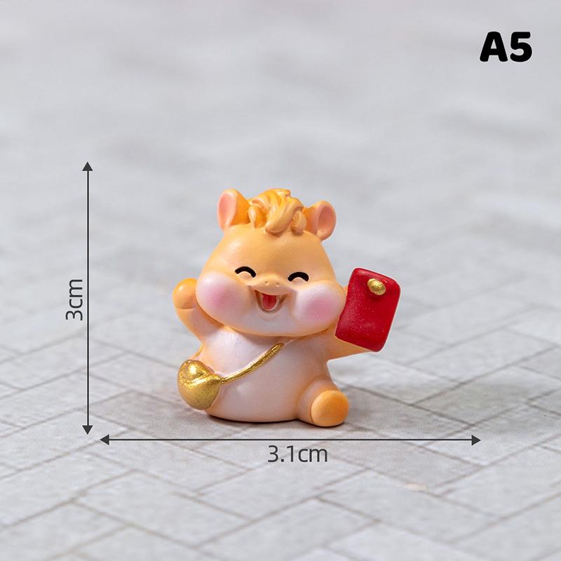2026 New Year Figurines Miniatures Cartoon Lucky Horse Micro Landscape Car Interior Home Desk Ornaments Room Decor Gift