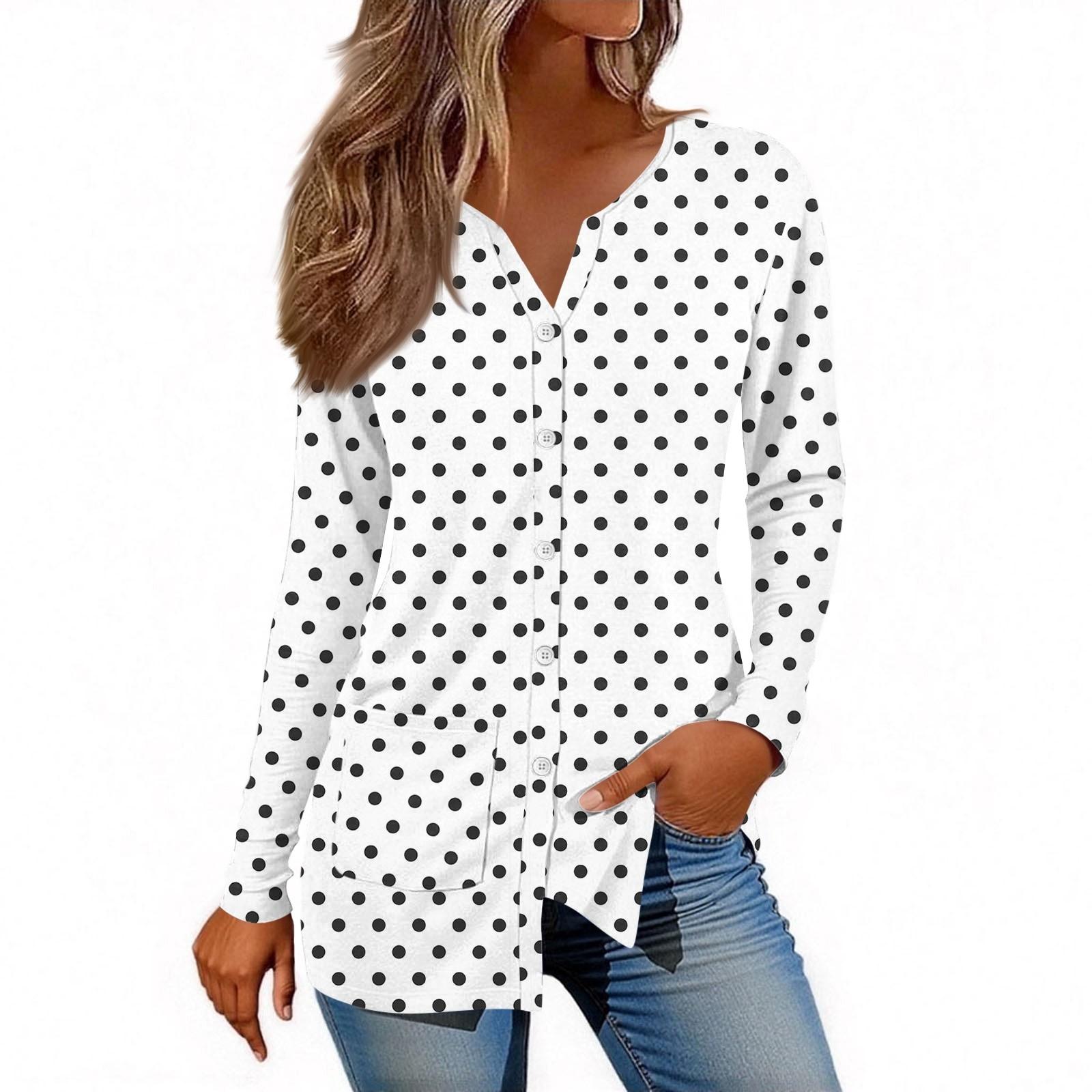 

Women V-neck Long Sleeve Casual Cardigan With Pocket XL белый