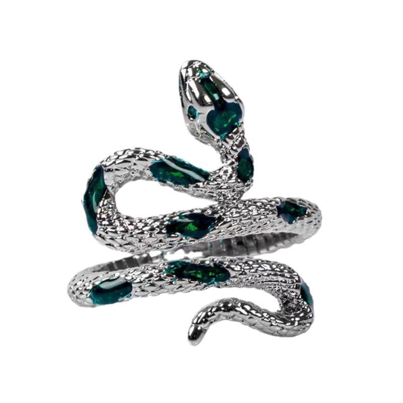 Wrapped Snake Epoxy Ring On Fingertips Cold Wind Slytherin Enamel Color Green Snake Court Female Index Finger Jewelry