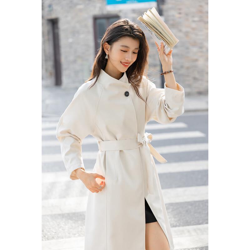 Mokaona Women's Elegant Mid-Length Long-Sleeve Trench Coat MKNJD3888