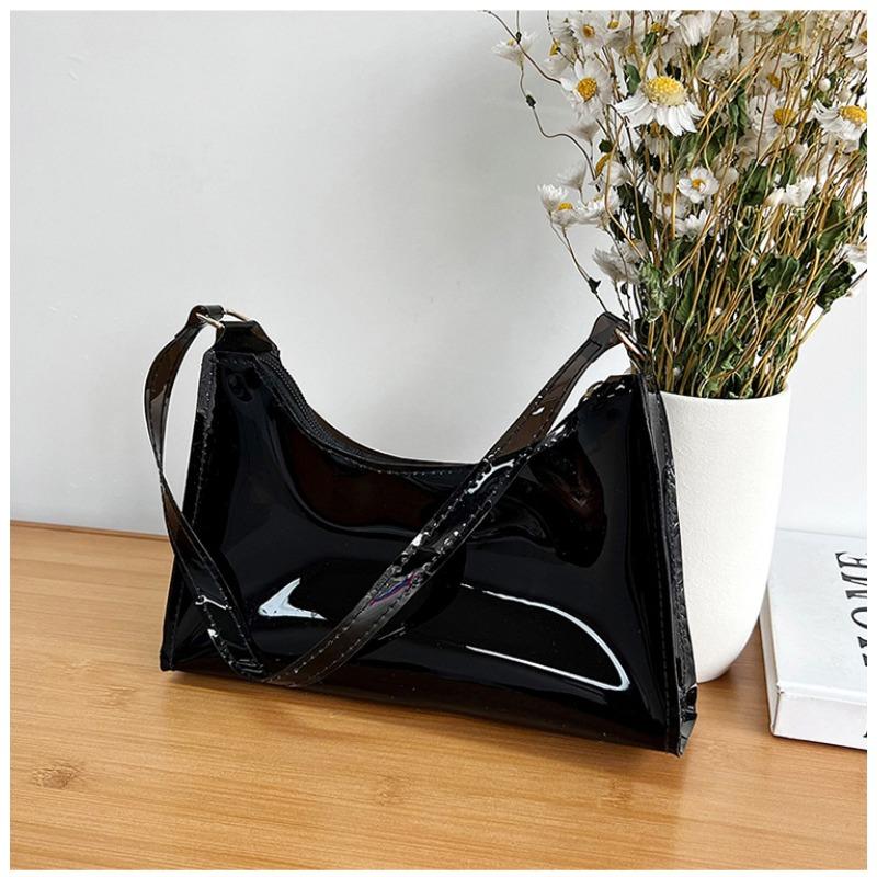 

Transparent jelly bag 2 summer new PVC shoulder armpit bag candy color women s bag baguette bag чёрный