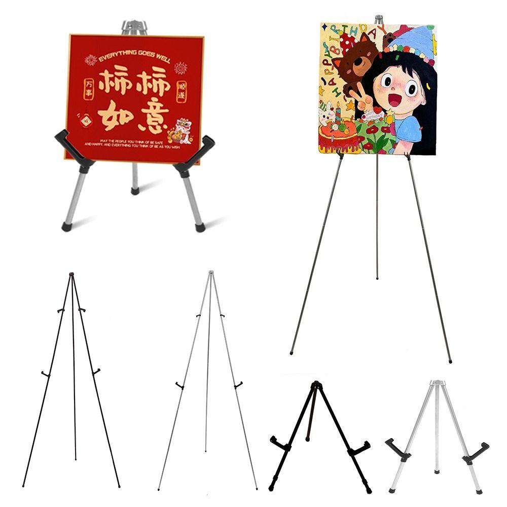 

Black Silver Tripod Display Stand Triangle Travel Easel Portable Sketching Easel Indoor Outdoor 4-Small