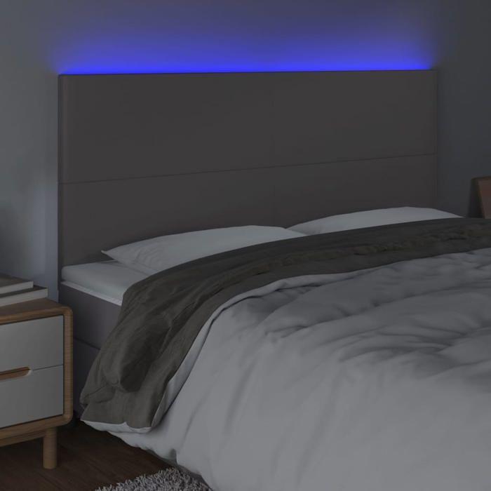VidaXL Tête de Lit à LED Meuble de Chambre à Coucher Accessoire de Lit Double Tête de Cadre de Lit Intérieur Gris 3122256