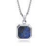 Vnox Mens Necklaces, Geometric Square Natural Stone Shell Pendant, Black Gold Color Stainless Steel Collar
