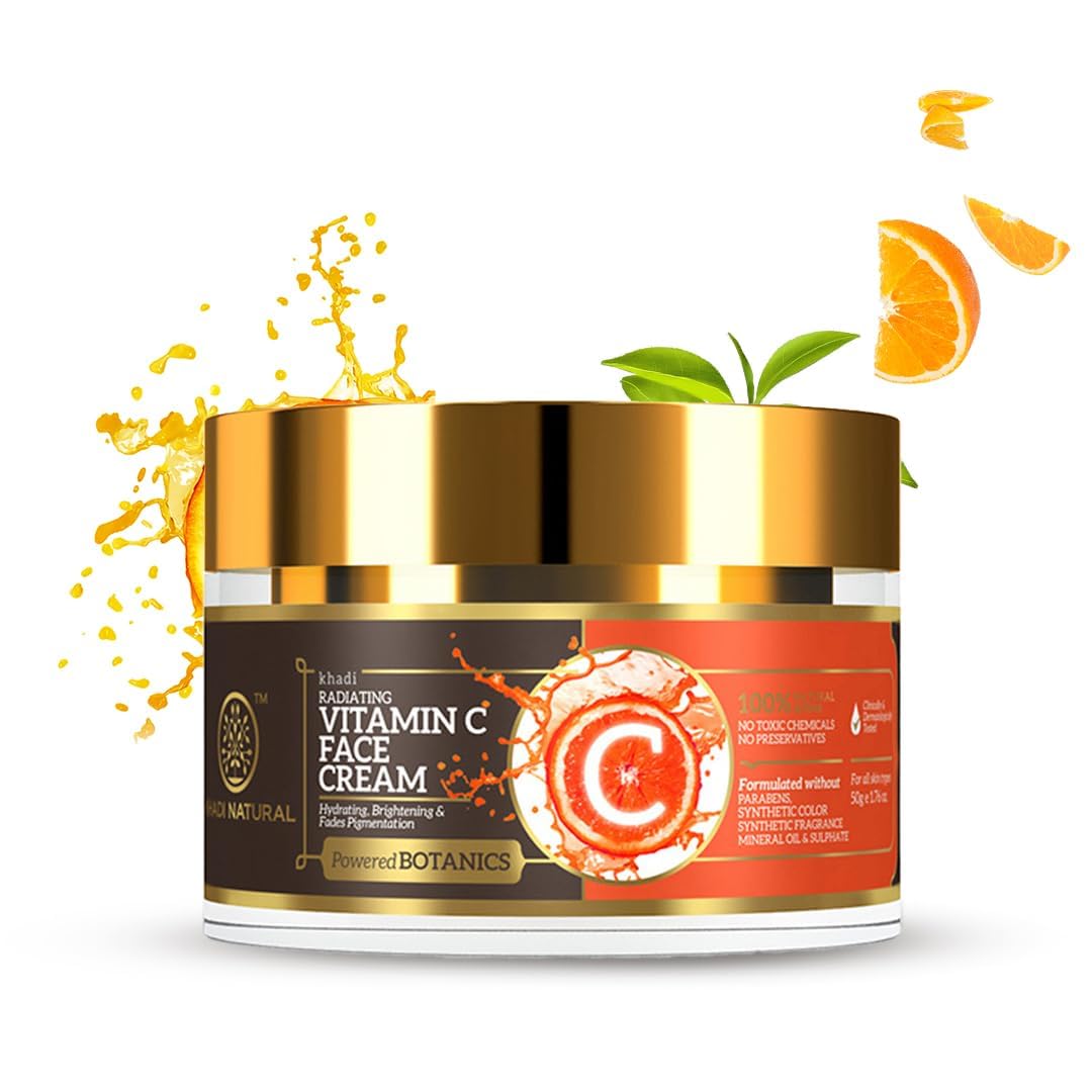 

Khadi Natural Vitamin C Face Cream 50gm Pack of 1 for Brightening Dark Spots and Hydrating Skin
