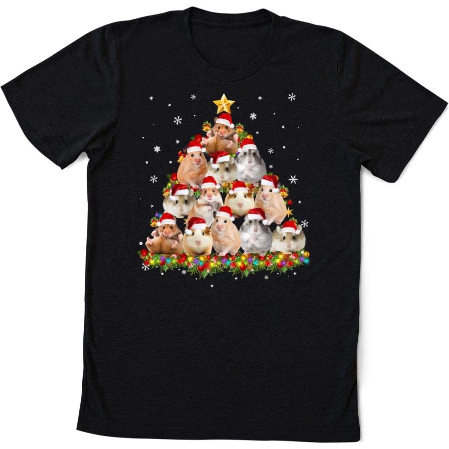 Hamster Christmas Tree Shirt, Funny Hamster Christmas Shirt, Hamster T-Shirt, Hamster Lover Gifts, Merry Christmas Shirt, Christmas Tee Multicolored S