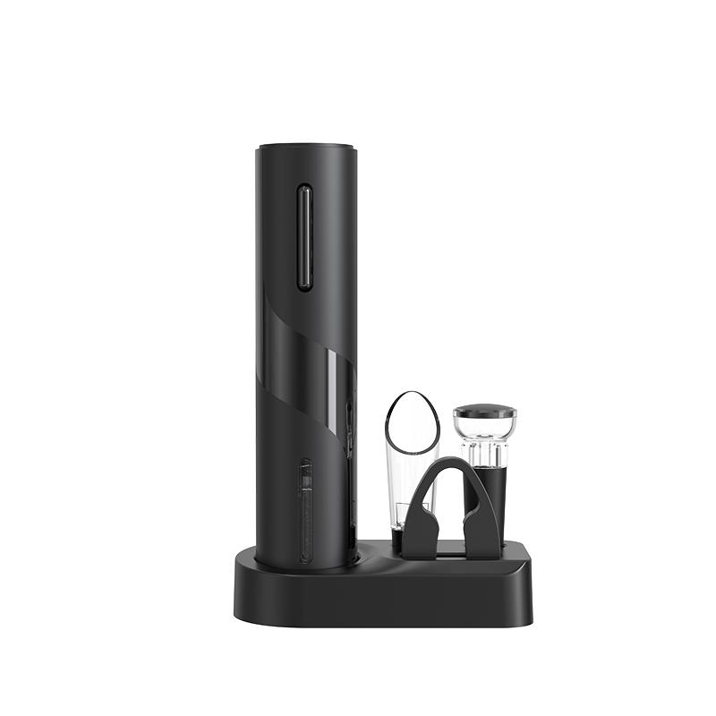 Factory ABS PC Steel 25W Rechargeable Wine Kit Foil Cutter Electric Corkscrew Pourer Vacuum Stopper Base Home Electric Corkscrew
