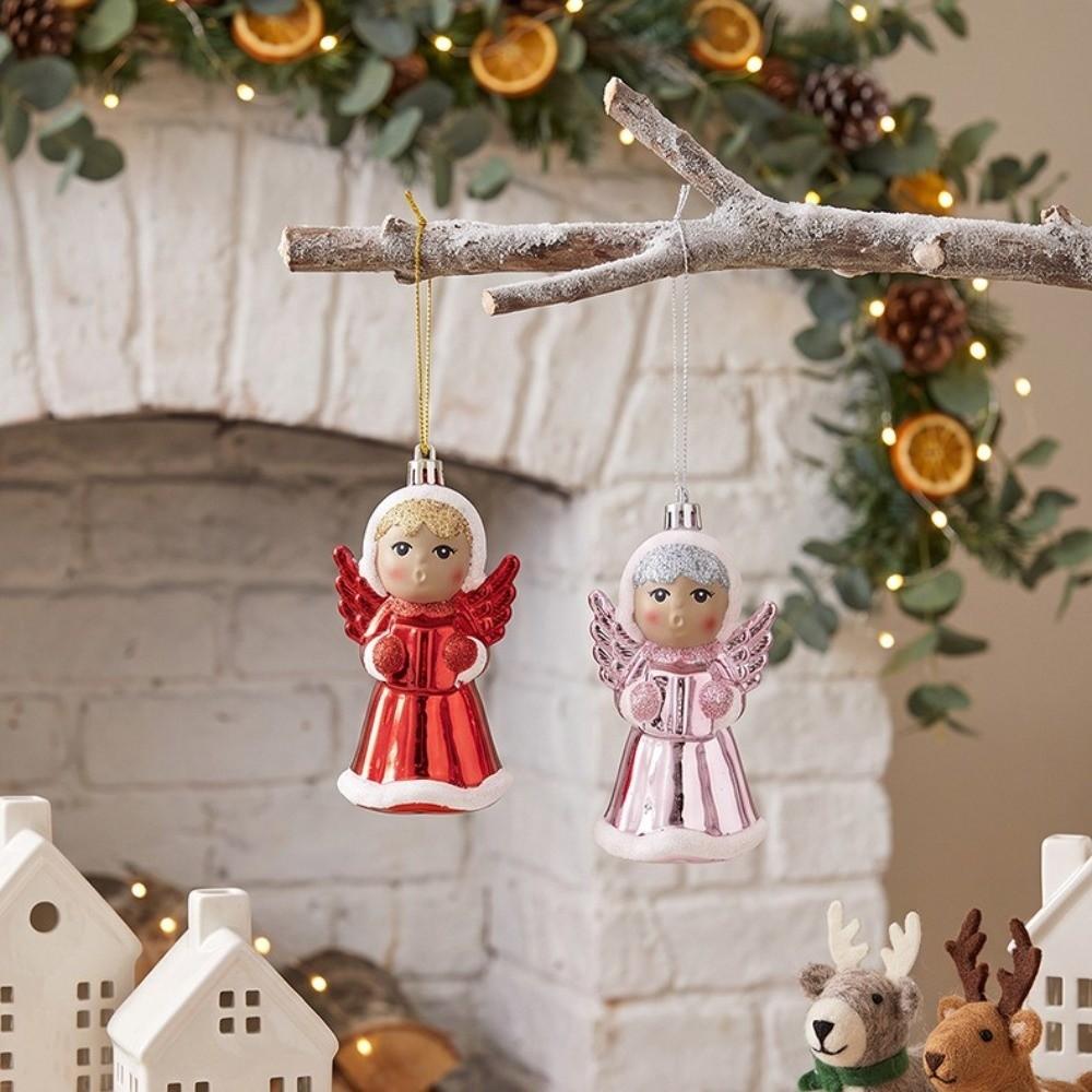 Glitter Detail Angel Doll Pendant Plastic Angel Hanging Decor Christmas Tree Decor