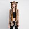 Cartoon Plush Hat Scarf Glove Set - Cute Faux Fur Cap