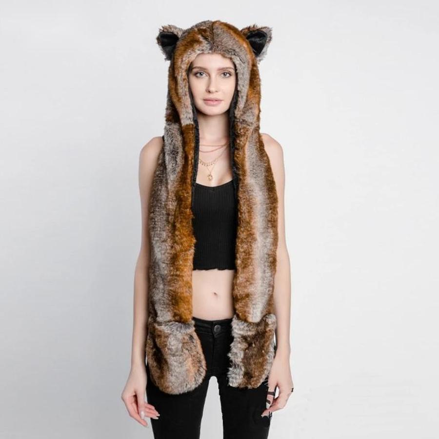 Cartoon Plush Hat Scarf Glove Set - Cute Faux Fur Cap