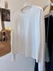 Cross-Season Pure Cotton Korean Double Gauze Long Sleeve T-Shirt for Women - Early Autumn Button Design