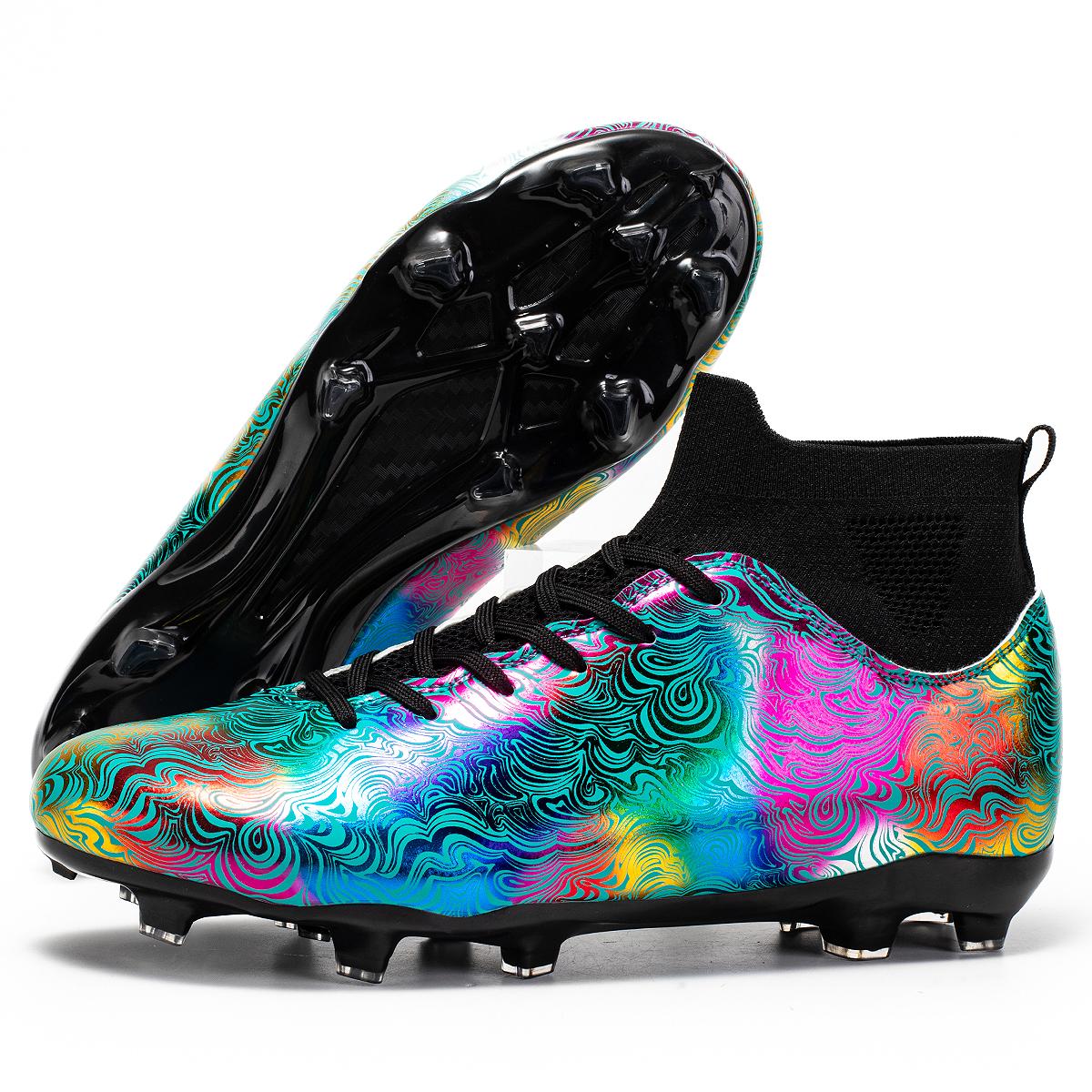 

Мужские красочные высокие носки, футбольные бутсы большого размера с длинными шипами, нескользящие, износостойкие, детские футбольные бутсы с искусственным покрытием TPR 46 зелёный