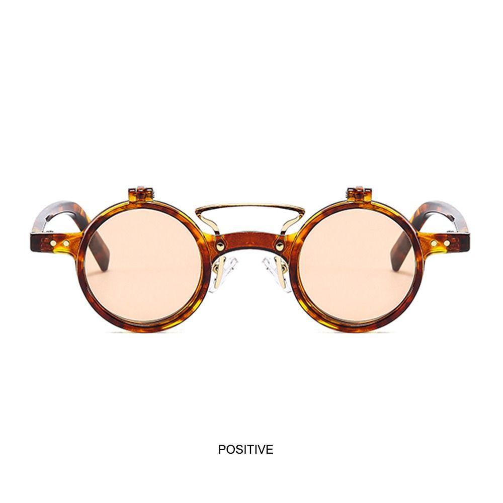 Popularne dwuwarstwowe retro nity odchylane soczewki małe okrągłe okulary przeciwsłoneczne punkowe okulary steampunkowe okulary przeciwsłoneczne typu flip-up