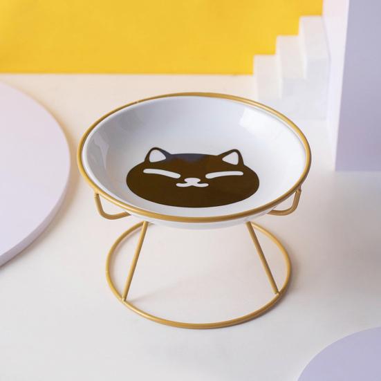 Cat Bowl Set Anti-Vomit Protect Cervical Vertebrae Indoor Cats Small Pets Colorful Patterns Pet