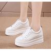 7cm Microfiber Leather Women Casual Shoes White Platform Wedge Hidden Heel Shoes White Shoes Chunky Sneakers Skateboard