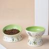 Non-Slip Ceramic Cat Bowl Diagonal High Foot Drinking Bowl  Cervical Vertebra Protection