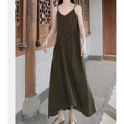 Woman Summer Chinese Style Retro Dress Sleeveless Irregular Devise Personality Niche Dress