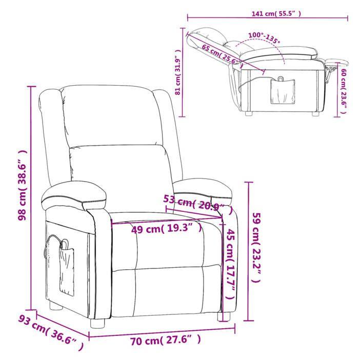VidaXL Electric Recliner Dark Green Fabric 3098358