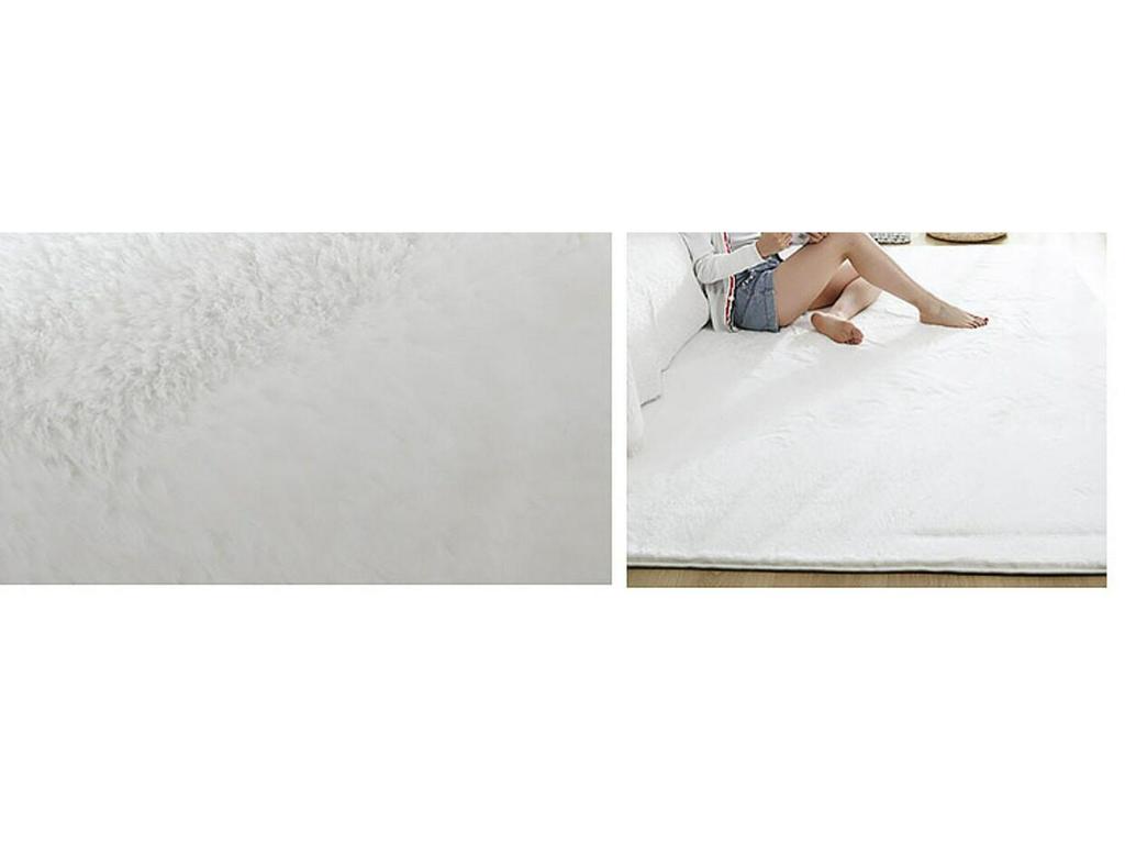 Covor de pluș imitație blană de iepure pentru sufragerie, dormitor sau fereastră de colț – Lavabil la mașină, gros și acoperire completă.