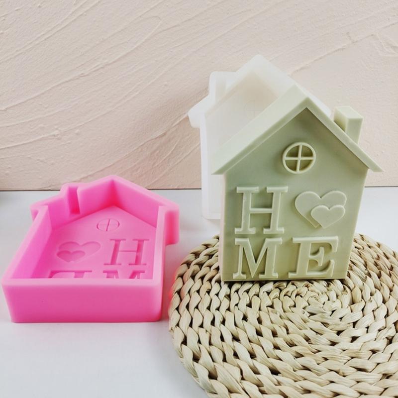 House Shape Silicone Mold Christmas Home Letter Candle Mold Dinner Wax Silicone Candle Mould Christmas Home Decoration