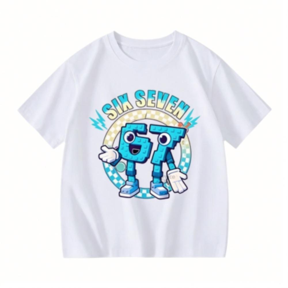 Kids Clothing Six Seven 67 Print T-shirt Summer Girls and Boys Casual Tees Tops Fashion Kids O-Neck Short Sleeve T-shirt