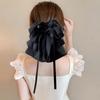 Black Ribbon Bow Headband High Ponytail Clip Women's New High-end Look Small Face Back Of Head Hair
