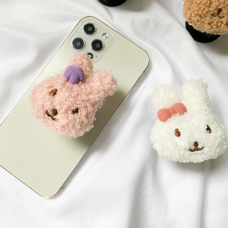Rabbit Cute Wind Girl Heart Plush Mobile Phone Airbag Lazy Desktop Bracket Paste Retractable