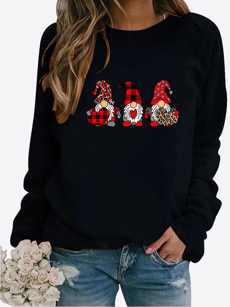 Tricou cu imprimeu LOVE pentru femei de iarnă, cu gât rotund, cu mânecă lungă, ocazional, bluză, pulover de pluș