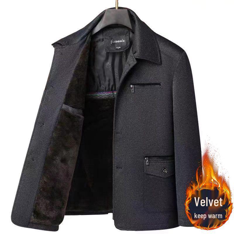 Men's Autumn/Winter Cotton-Padded Casual Jacket for Ages 50-70