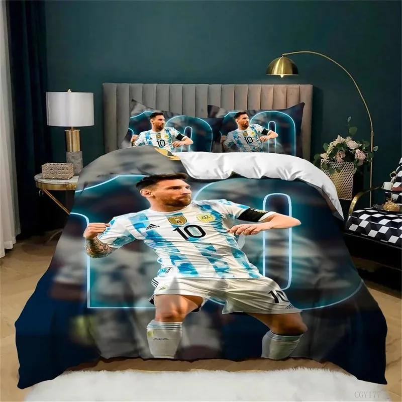 3D Football Star No.10 Bedding Set Teen Boys 3 Pieces Soccer Star Duvet Cover Set Soft And Breathable Comforter Cover Zipper