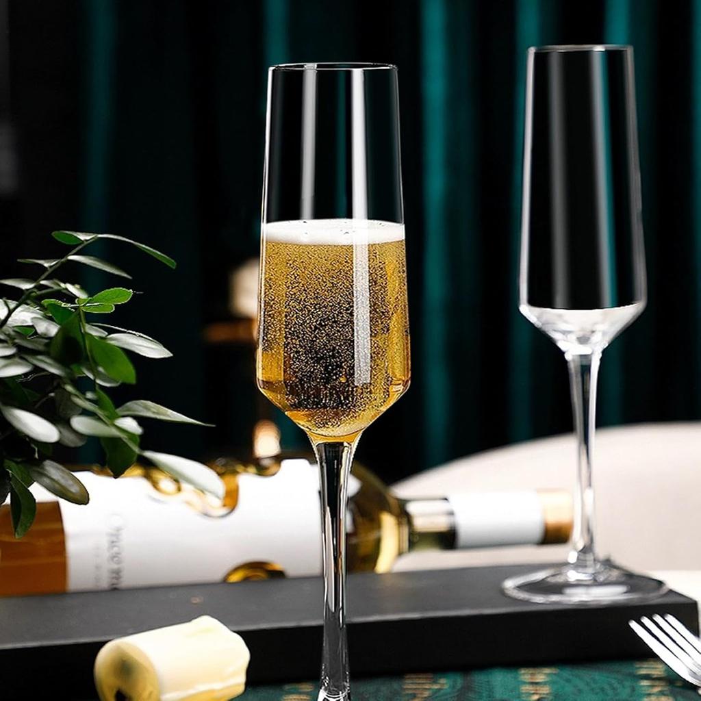 Champagne Glasses Set of 8, 8oz Clear Flutes for Wedding, Party, Prosecco & Mimosas