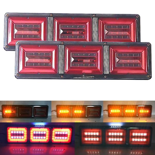 2PCS Trailer Truck Caravan Boat Car Led Rear Stop Tail Light 24V Waterproof Flow Steering Brake Reversing Traffic Fog Lamp