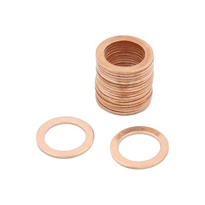 ACROPIX Car Sealing Gasket Ring Crush Washer Flat 13mm Inner Diameter Coppertone 20pcs