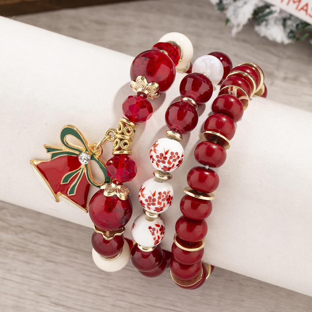 Pulseira Boêmia de Natal Multicamadas com Contas de Cristal para Mulheres