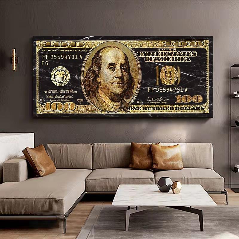 Creative Burning 100 Dollars Posters and Prints Modern Inspirational Bill Canvas Painting Wall Art for Living Room Home Decor
