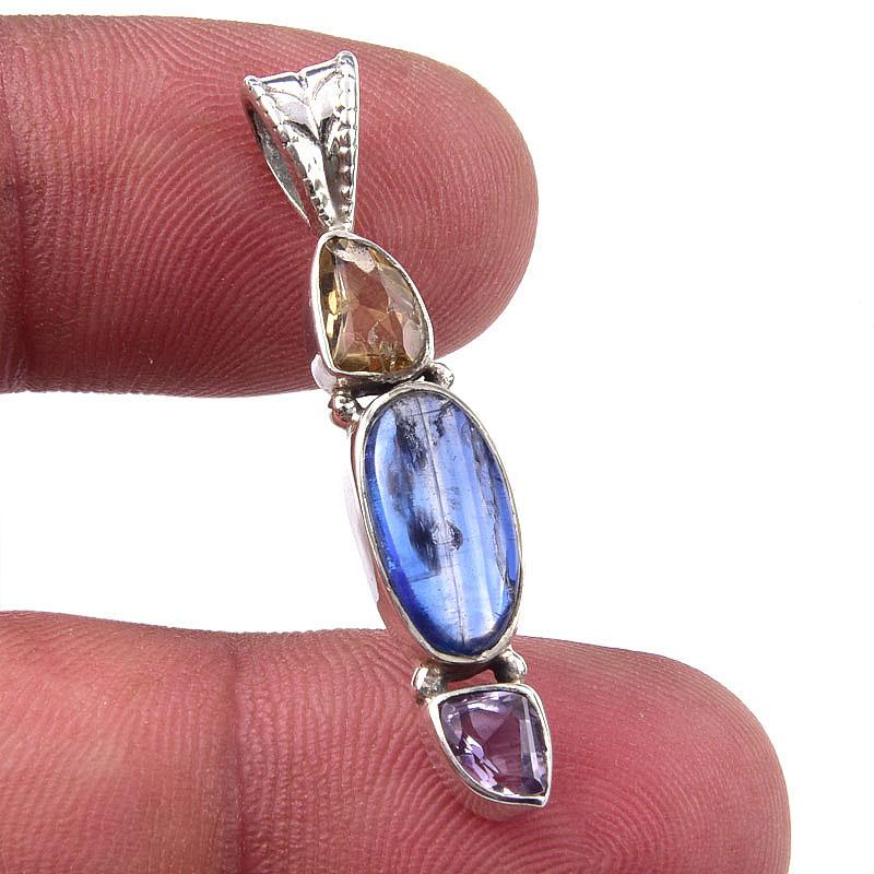 

Natural Kyanite, Citrine 925 Solid Sterling Silver Jewelry Pendant 1.50 s3i69