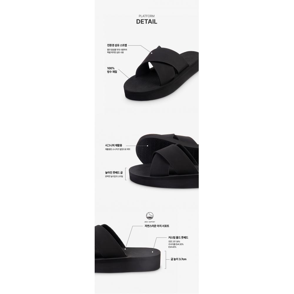 Indosol Black Slide Slipper   Platform Cross Slide