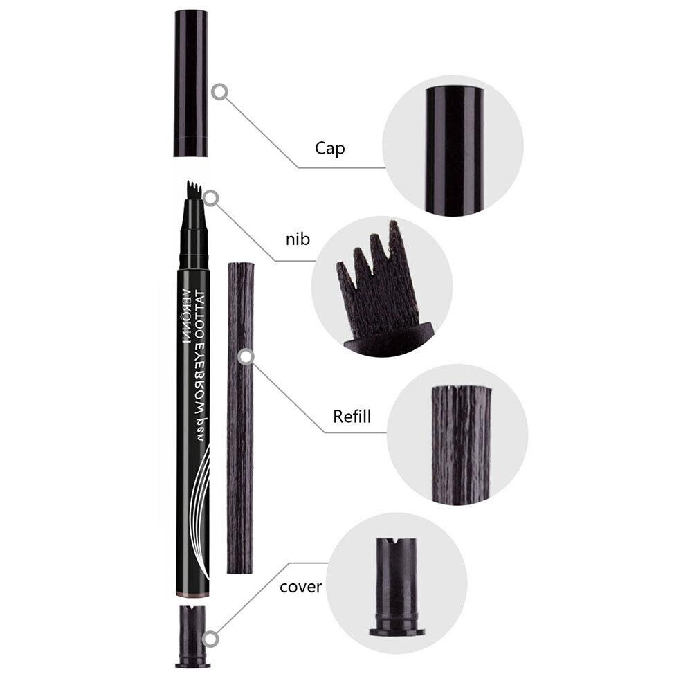 Creion pentru sprâncene Microblading rezistent la apă 3D 4 Vârf furculiță Creion pentru tatuaje Machiaj 4 Culori