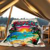 1pc Tropical Paradise Outdoor Flannel Blanket Soft All Season Polyester Throw , Perfect for Picnics & Travel , Picnic Accessory