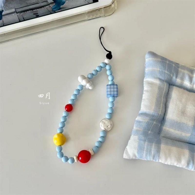 

Ins Cloud Grid Mobile Pendant Hanging Chain Rope Beads Cute CCD Camera Fresh Anti Loss